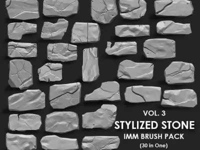 Stylized Stone IMM Brushes 30 in one Vol 3 3D model