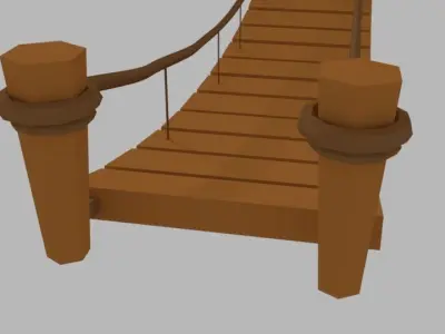 Low Poly Wood Bridge Low-poly 3D model