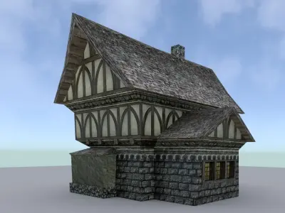 Medieval Town House Low-poly 3D model get