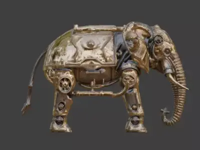 Steampunk Mechanical Elephant Automaton 3D Model  Low-poly 3D model