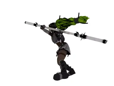 Apocalyptic Female Warrior  Game Ready 3D Model Low-poly 3D model