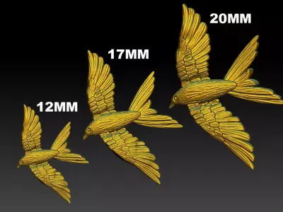 fly bird pendant 3D print model