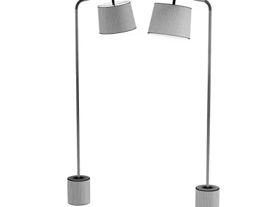 Scandinavian style floor lamp with textile shade 3D model