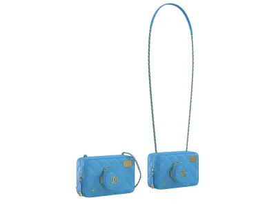 Camera Bag Blue Low-poly 3D model