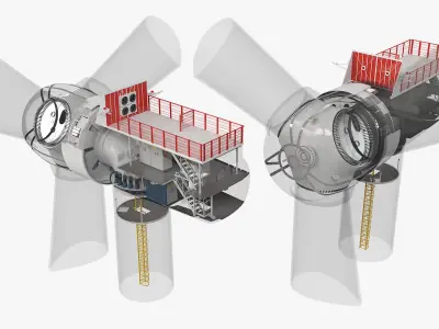  Wind Turbine Nacelle Cutaway Gray 