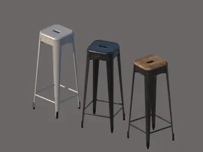 Industrial Stools Low-poly 3D model
