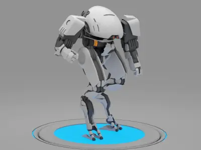 sci-fi combat  android  rigged - animated character 3D model