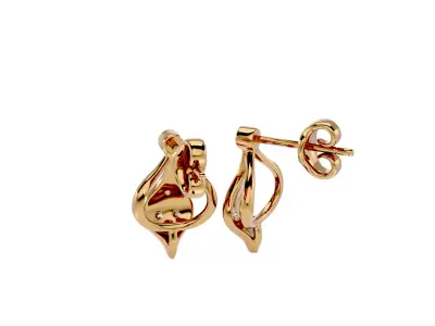 Light Minimalist Diamond Earrings 3D print model 8