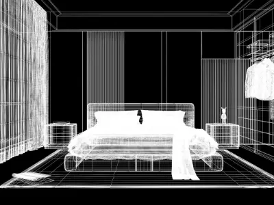 Modern Minimal Master Bedroom 3D model