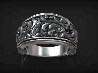 Baroque Royal Pattern Grass Vintage Decor Ring 3D print model