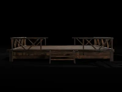 AAA Medieval Primal Jungle Wooden Platform 01 R Low-poly 3D model