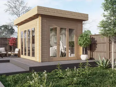 Sketchp and Lumion 10x14 Garden Room Summer House Cabin Log 3D model