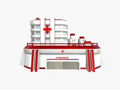 SciFi Hospital A05 Red - Sci Fi Exterior Design Low-poly 3D model
