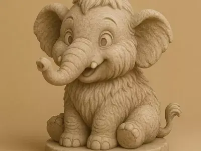 Adorable Baby Mammoth 3D Model  STL for Printing  3D print model