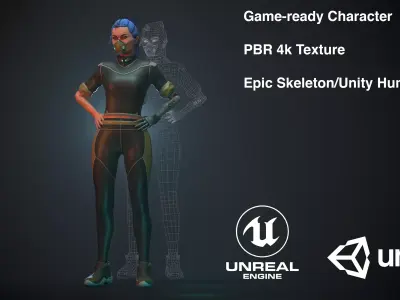 Sci-fi Girl Character Low-poly 3D model