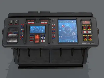 Sci-Fi Computer Control Terminal Low-poly 3D model