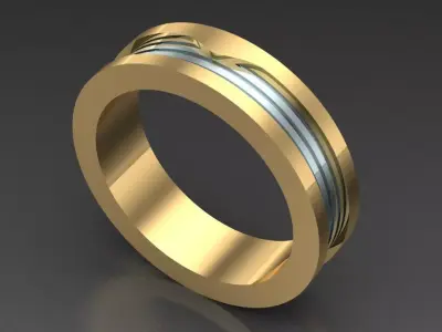 Light Gold Diamond Men Ring 2MR087 3D model