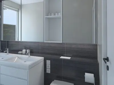 Amazing bathroom with dark mozaik  tiles 3D model
