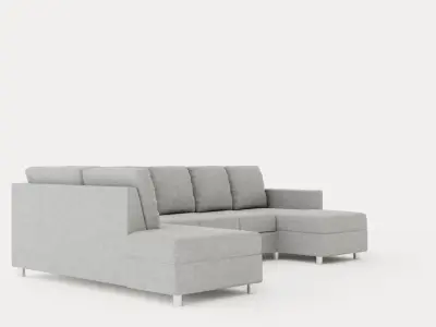 Crazy U Sofa Xxl Divan Right Light Gray Low-poly 3D model