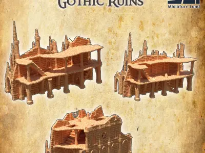 Modular Gothic Ruins  Tabletop Terrain 28 mm 3D print model
