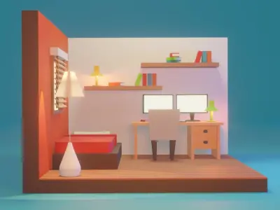 Isometric Room 1 Low-poly 3D model
