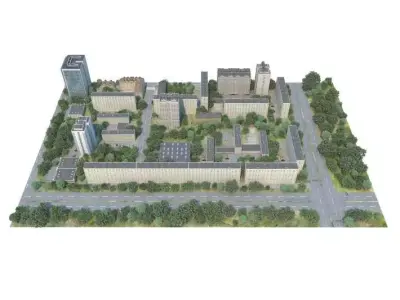 Cityscape With Building And Green Outdoors 3D model