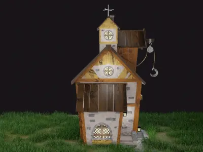 Village house Low-poly 3D model