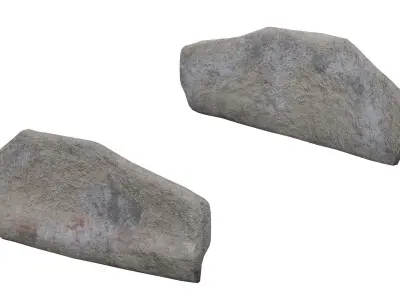 Ruined concrete barrier set Low-poly 3D model