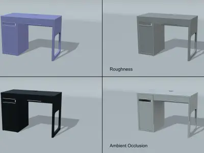Desk PBR 2k Low-poly 3D model