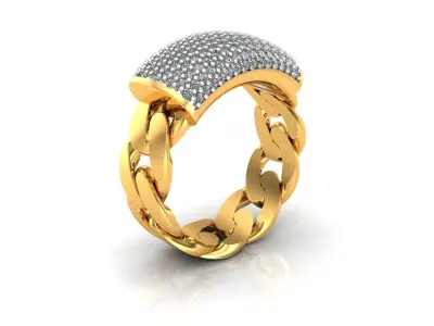 0126 - Cuban Chain Gents Ring 3D print model