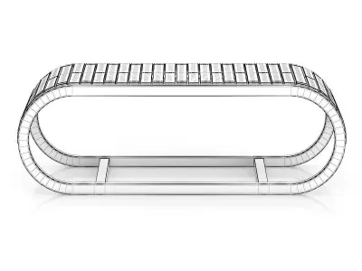 Wooden Bench with Metal Frame 3D model