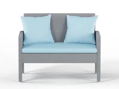 Havenside Home Stillwater Gray 4-piece Rattan Seating 3D model