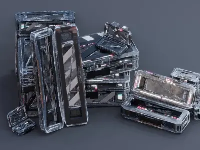 Sci-Fi Crate Box Sci Fi Pack Bundle Kitbash Pack Low-poly 3D model