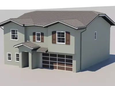 Residential Home  4 Bedrooms and 4 Bathrooms 2 Car garage 3D model