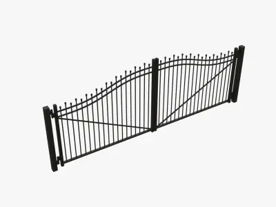 Gate-3 wrought iron gate Low-poly 3D model