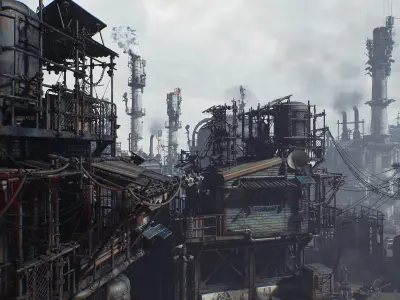 Post Apocalypse Survivor Environment Kitbash set Low-poly 3D model