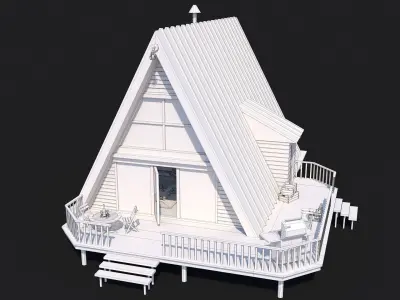 A Frame Log Cabin - Game Ready Low Poly  Low-poly 3D model