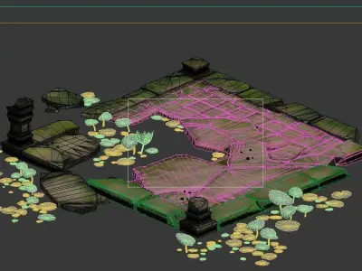 ha Forest Forest Large lotus flower water platform 3D model