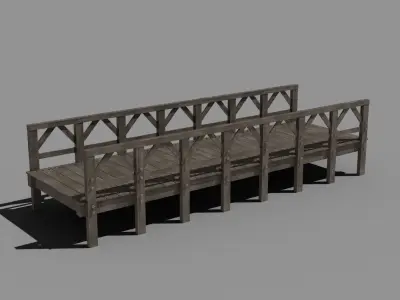 Bridge old wooden Low-poly 3D model