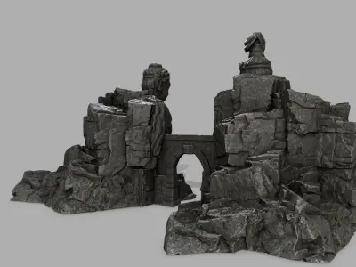 rocks buddha gate Low-poly 3D model