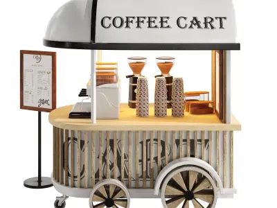 Coffee Cart White set 6 3D model