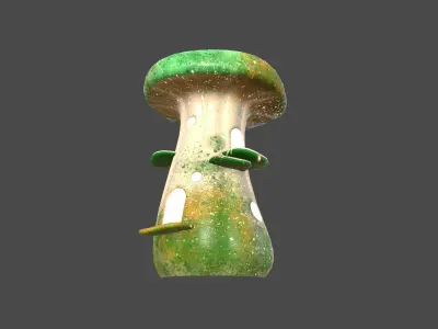 Fantasy Mushroom F09 Green Orange - Scene Backdrop Design Low-poly 3D model