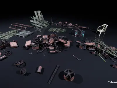 Scrapyard Props Low-poly 3D model
