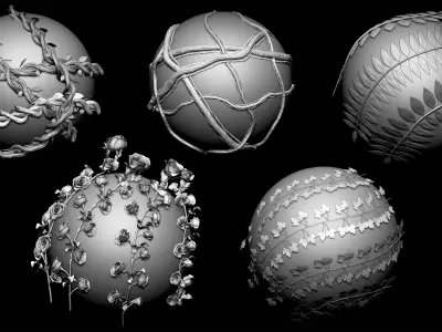 Zbrush - 20 Vegetation Nature Brushes Pack 3D model