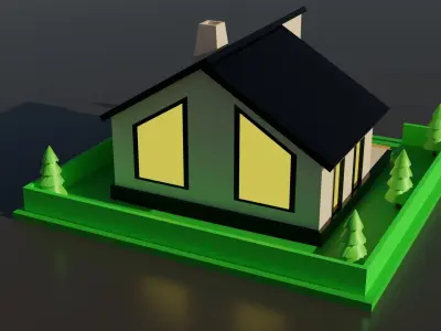 Low poly Modern House 001 Low-poly 3D model
