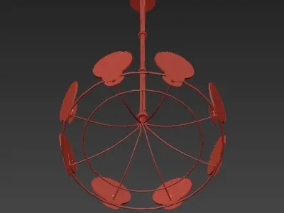 PETRA gold chandelier with two round circles hanging from it 3D model