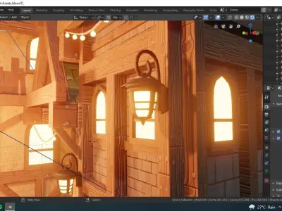 Medieval House Low-poly 3D model