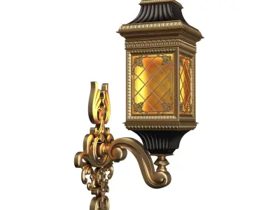 Classic Street Wall  Light 0105 Low-poly 3D model