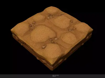 Stylized Sand Stone Floor Game Ready - AI Low-poly 3D model