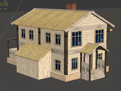 Wooden board building - private room 04 3D model